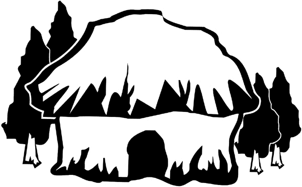 Grass hut in the forest vinyl sticker. Customize on line. Houses Homes Buildings 053-0226